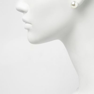White large pearl stud earrings